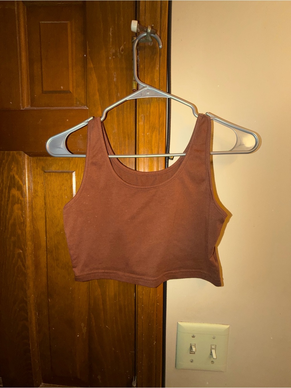 SHEIN Brown Ribbed Cropped Tank
